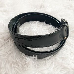 Tony Lama Mens Black Leather Dress Belt 0203L Sz 42 Made In USA Item: 120331.